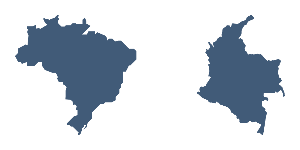 illustration of Brazil and Colombia region