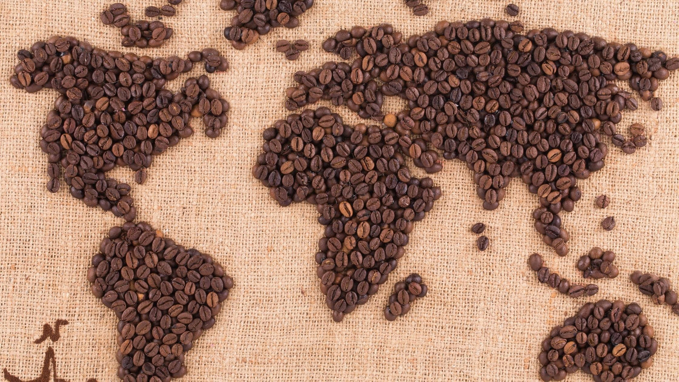 Map made from coffee beans