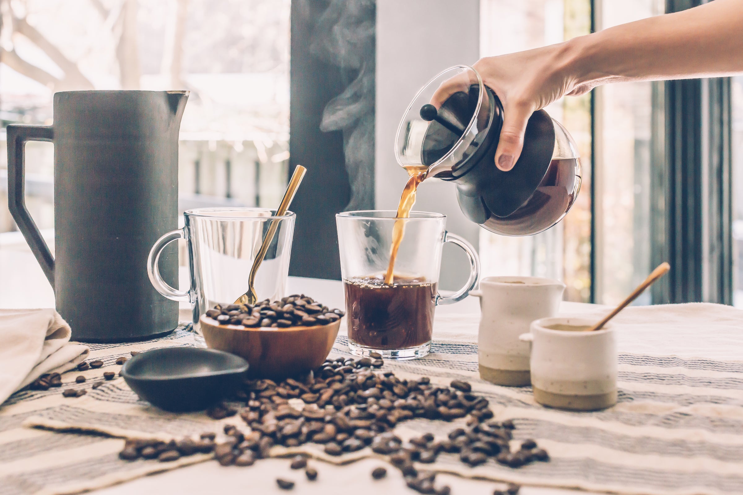 brewing coffee on table