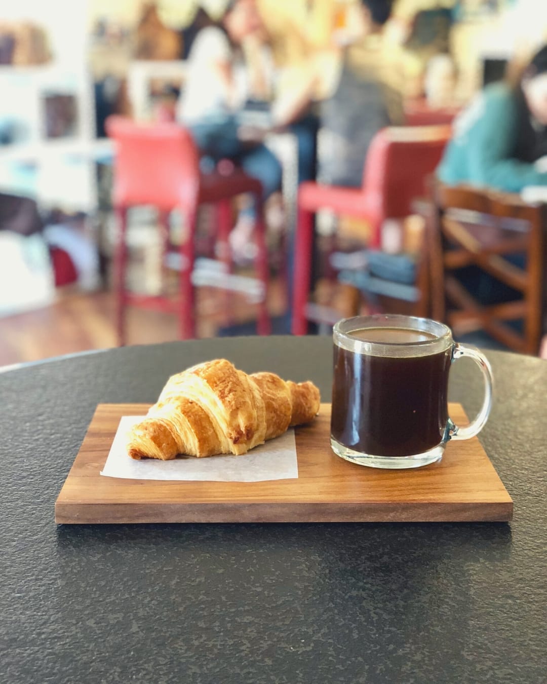 croissant with black coffee