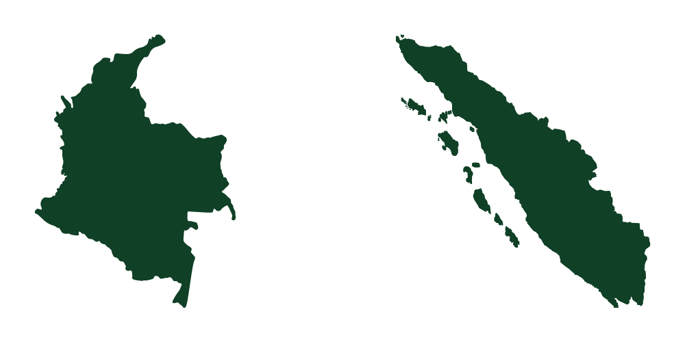 Icons of the map of Colombia and Sumatra