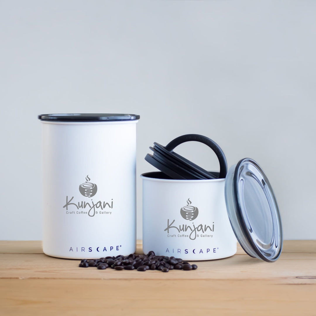 White Kunjani Airscape coffee canisters