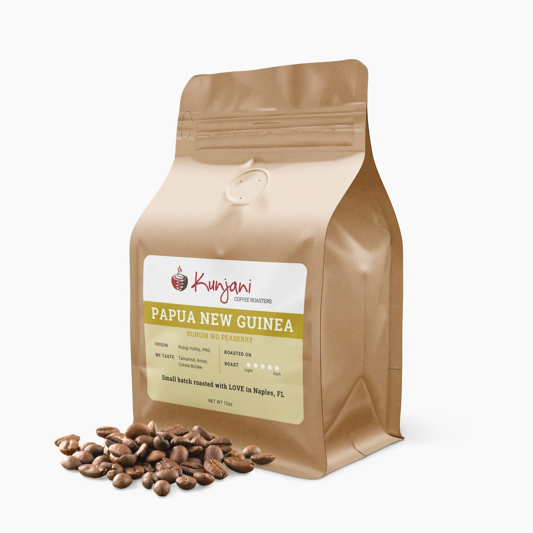 12oz bag of PNG Bunum Wo Peaberry Coffee