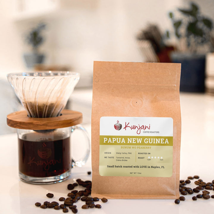 Papua New Guinea Peaberry Coffee brewed on V60