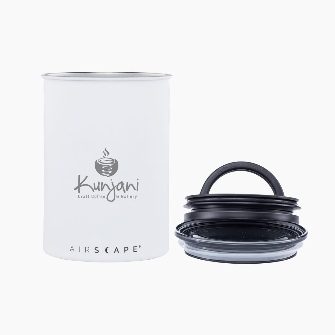 Medium white Kunjani Airscape coffee canister