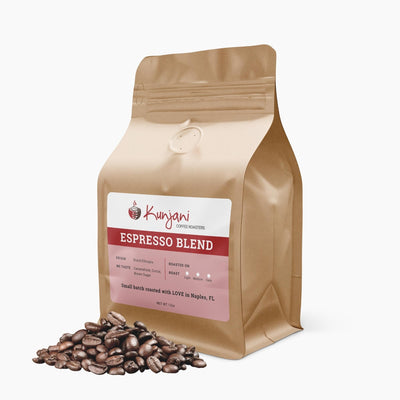 Bag of Kunjani espresso blend coffee beans