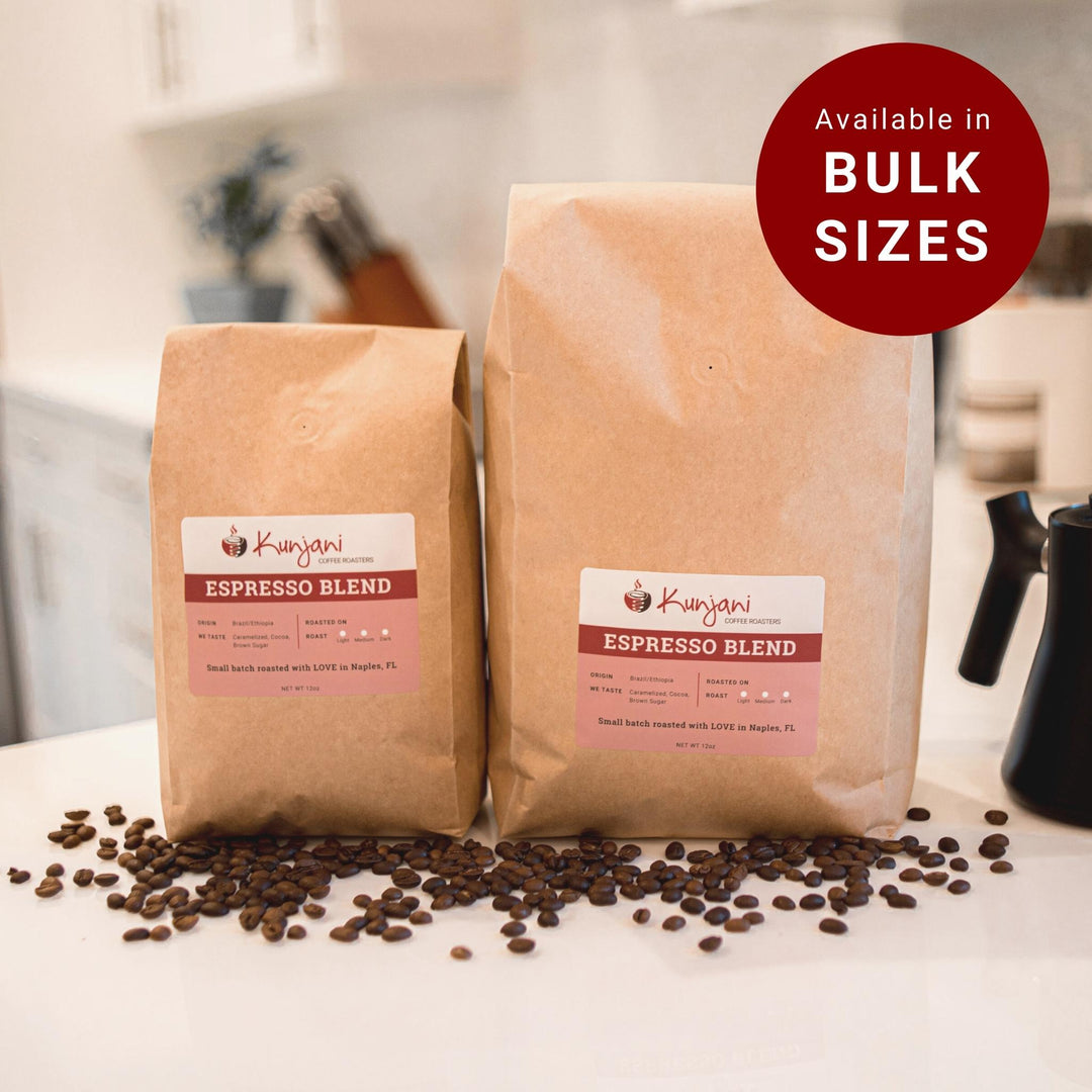 Bulk size bags of espresso blend coffee