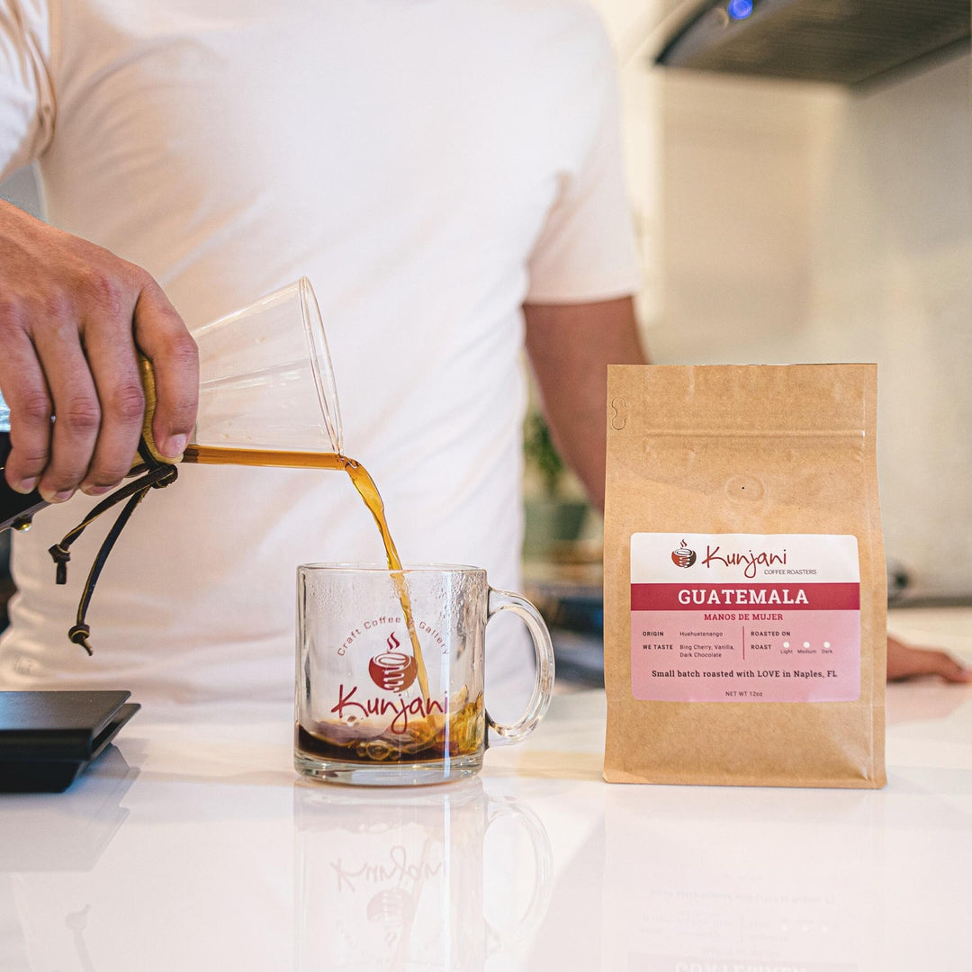 Pouring a Chemex with Guatemala specialty coffee